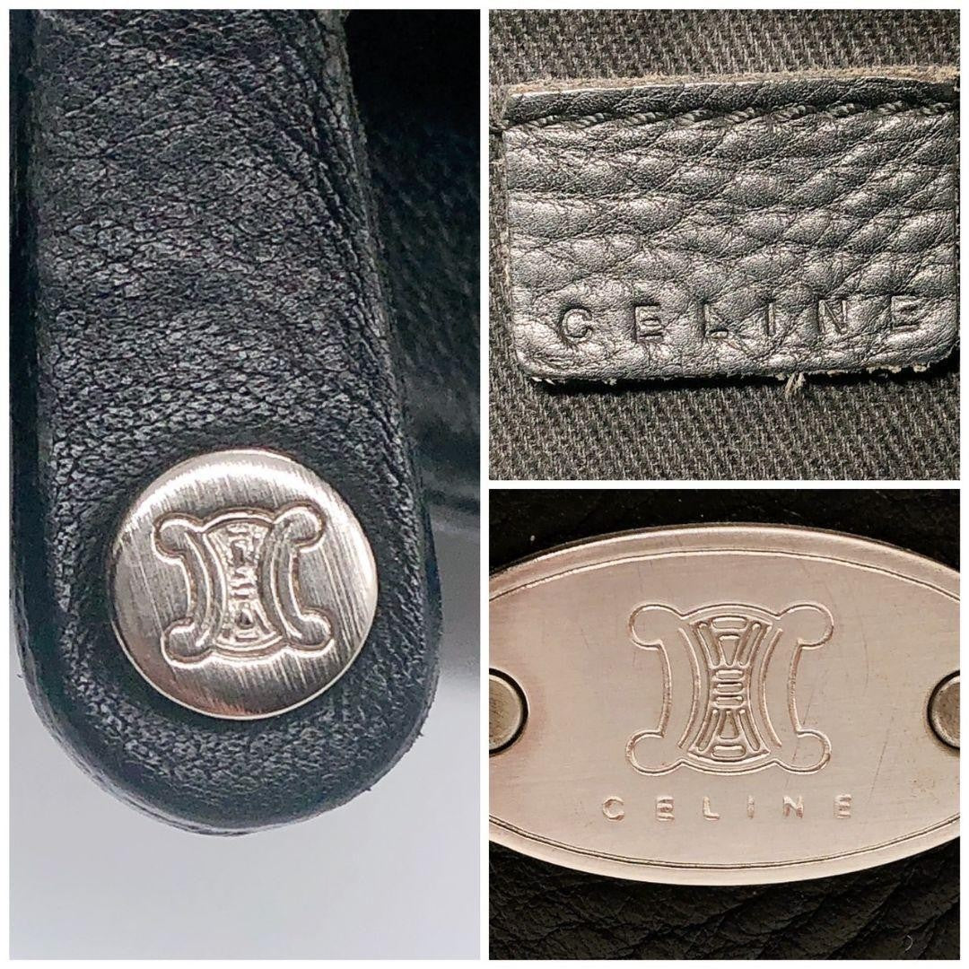 CELINE Hand Bag Tote Purse Leather Black Authentic