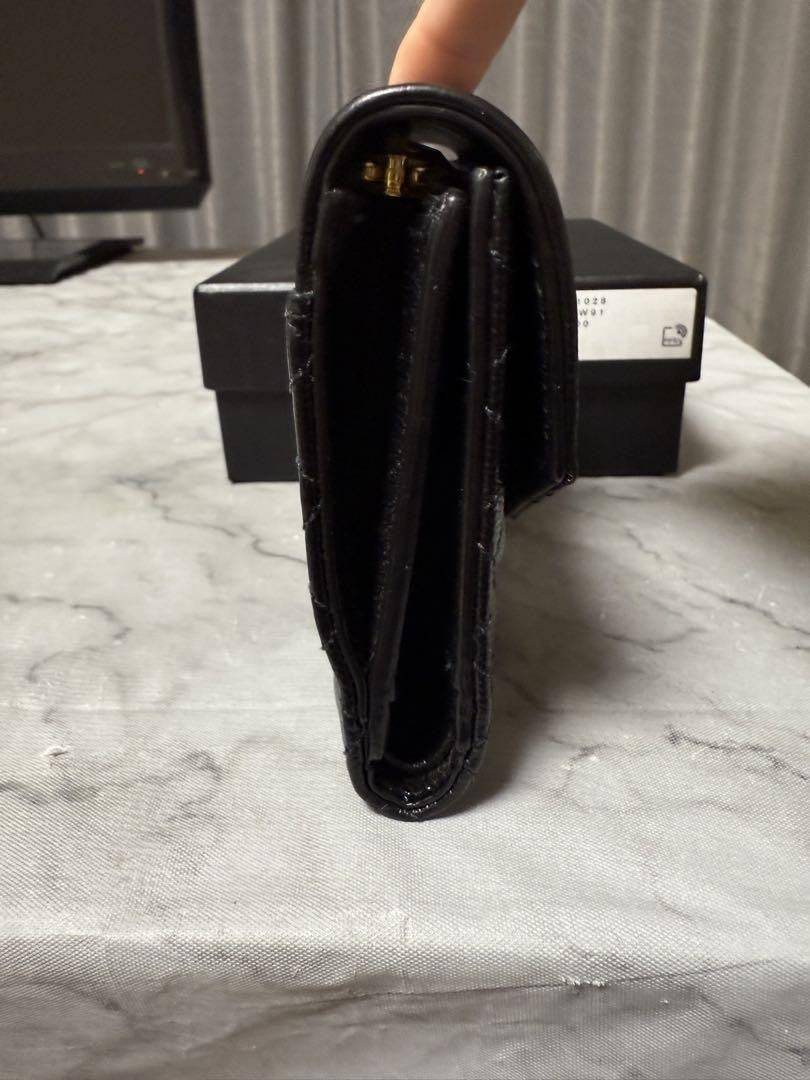 Saint Laurent Tri-fold Wallet Compact Purse YSL Cassandra Black Authentic