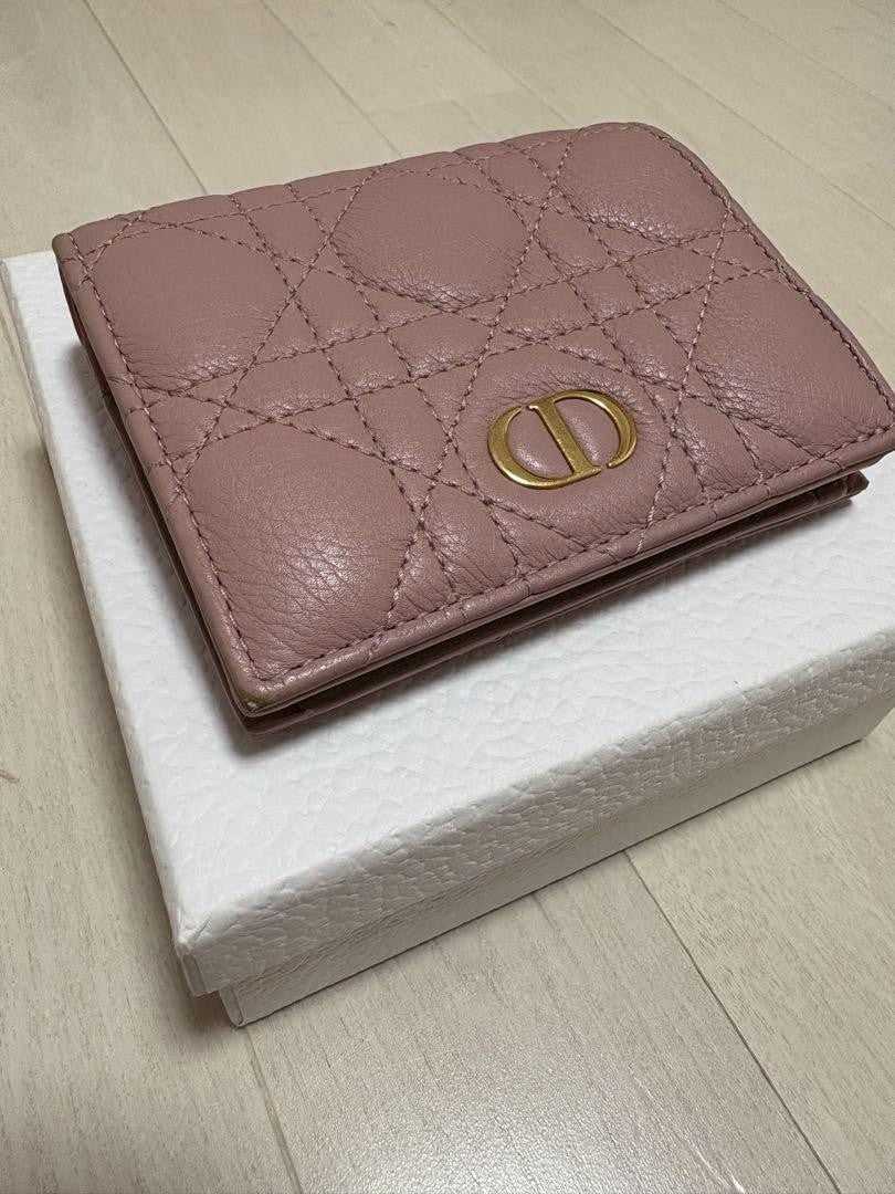 Christian Dior Bi-fold Wallet Flap Compact Purse CD Powder Pink Authentic