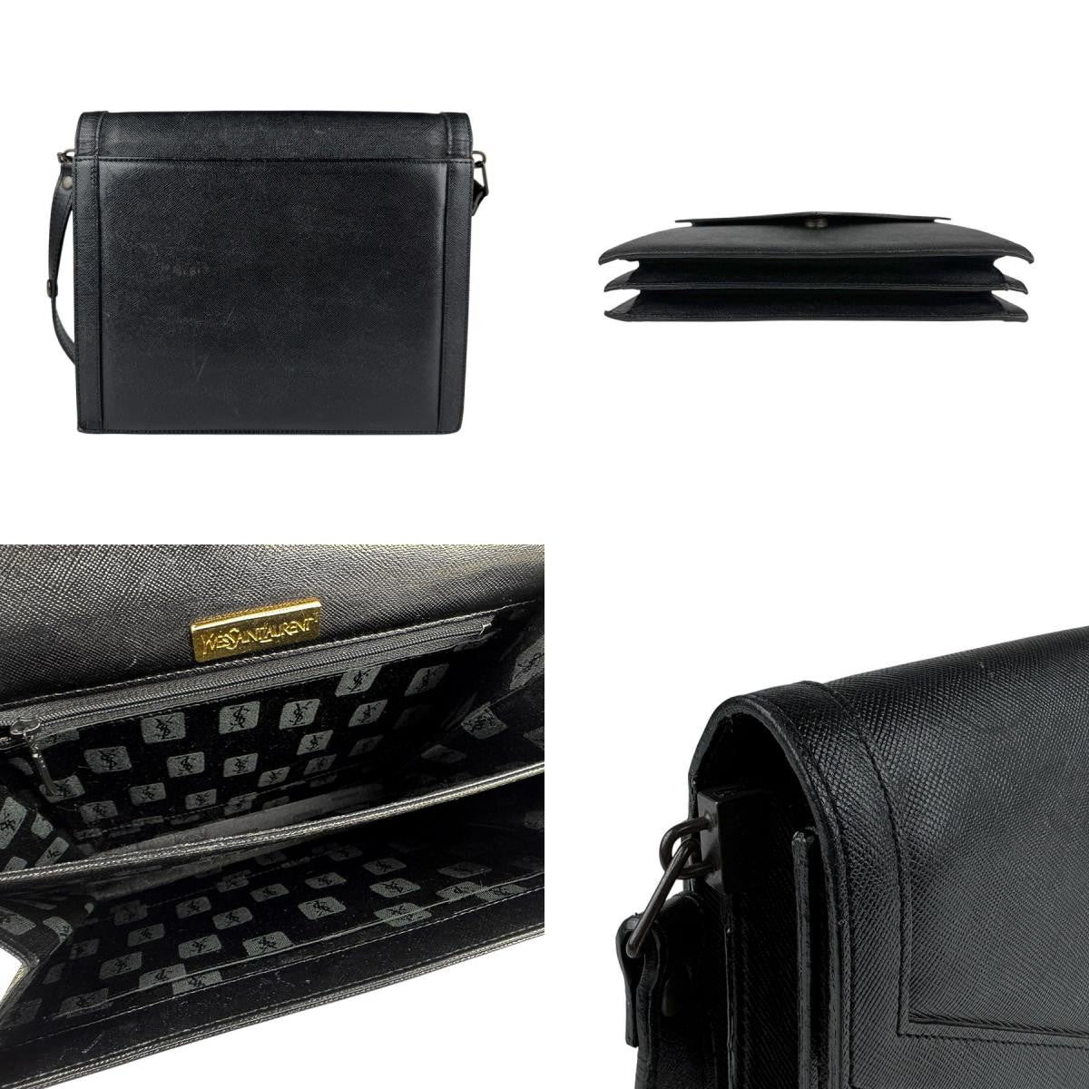 Saint Laurent Shoulder Bag Purse YSL Cassandra Leather Black Authentic