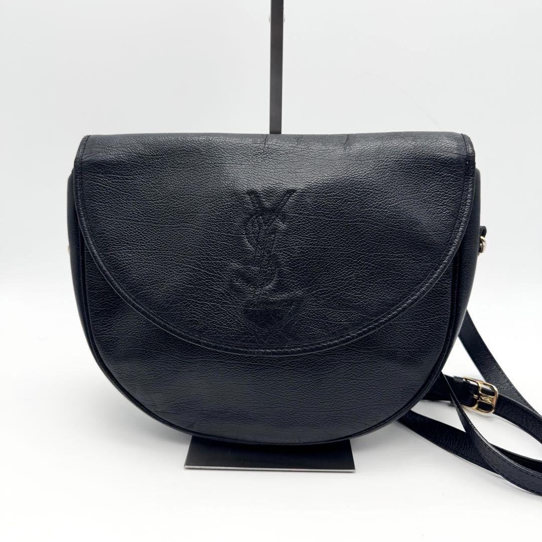 Saint Laurent Shoulder Bag Purse YSL Cassandra Black Leather Authentic