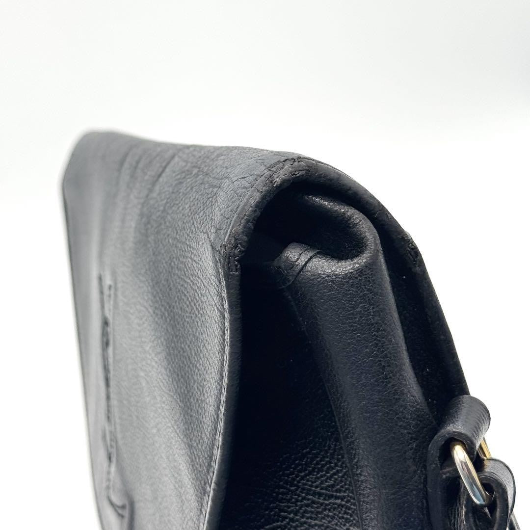 Saint Laurent Shoulder Bag Purse YSL Cassandra Black Leather Authentic