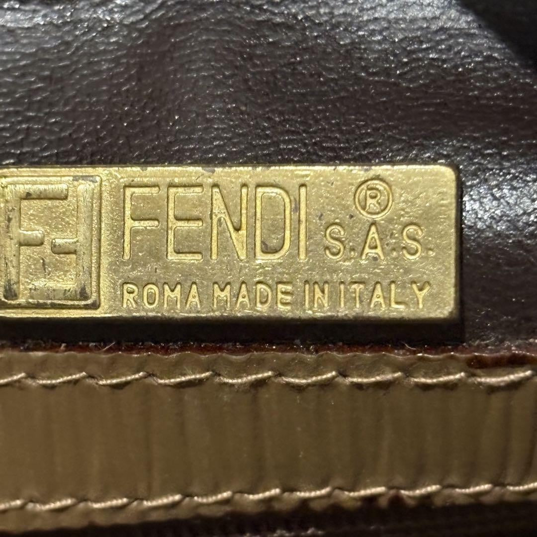 FENDI Shoulder Bag Purse FF Zucca PVC Leather Brown Authentic