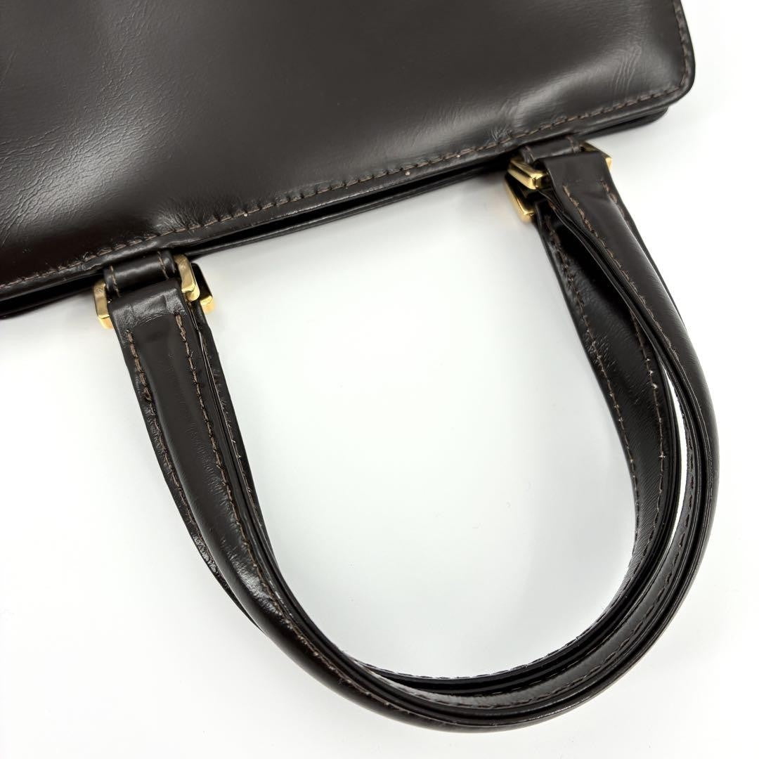 FENDI Hand Bag Tote Purse Leather Brown Authentic