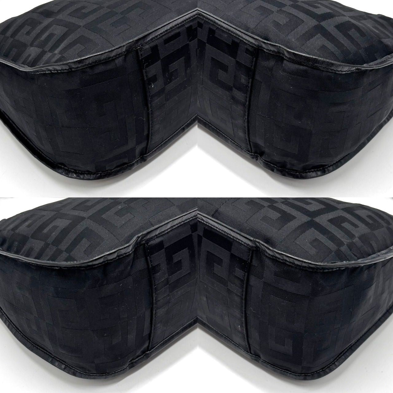 GIVENCHY Shoulder Bag Purse 4G Nylon Leather Black Authentic