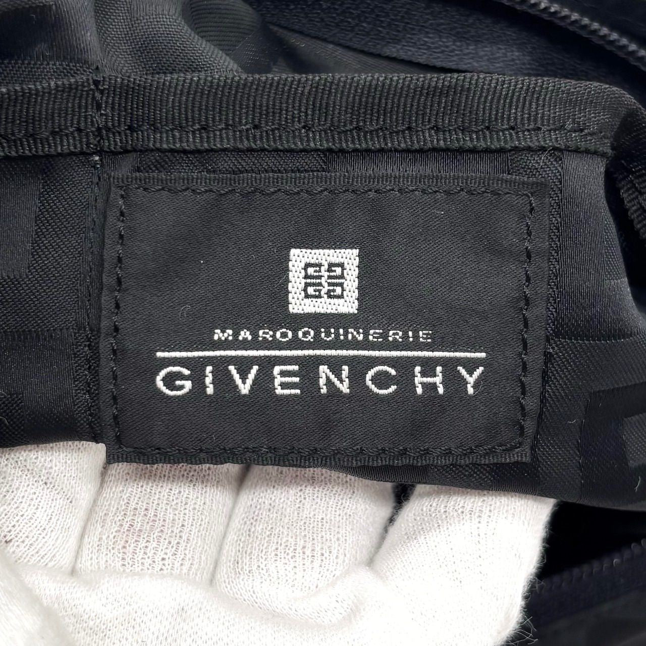 GIVENCHY Shoulder Bag Purse 4G Nylon Leather Black Authentic