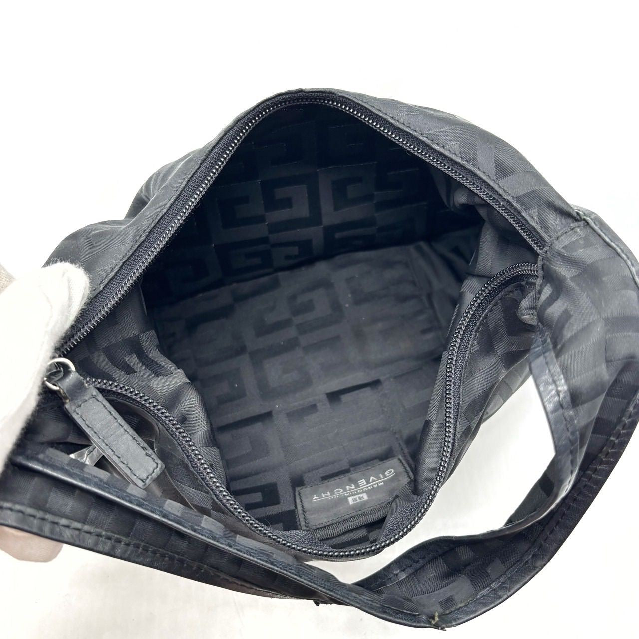 GIVENCHY Shoulder Bag Purse 4G Nylon Leather Black Authentic