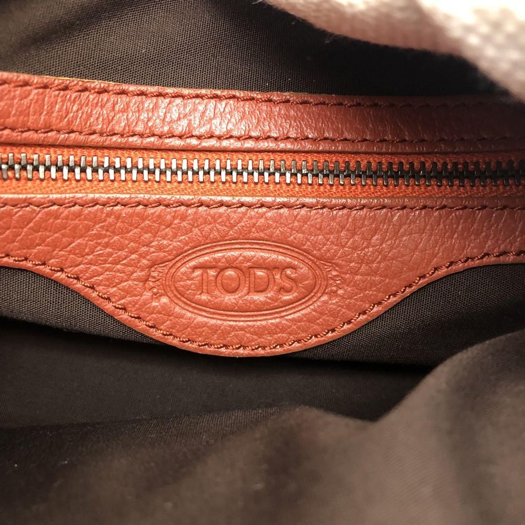 TOD'S Hand Shoulder Bag Tote Purse Leather Brown Authentic