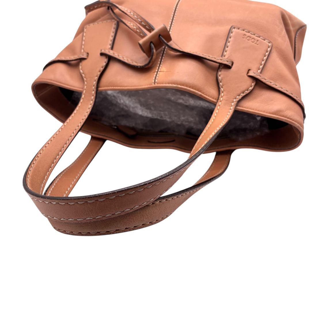 TOD'S Hand Bag Tote Purse Leather Camel Authentic