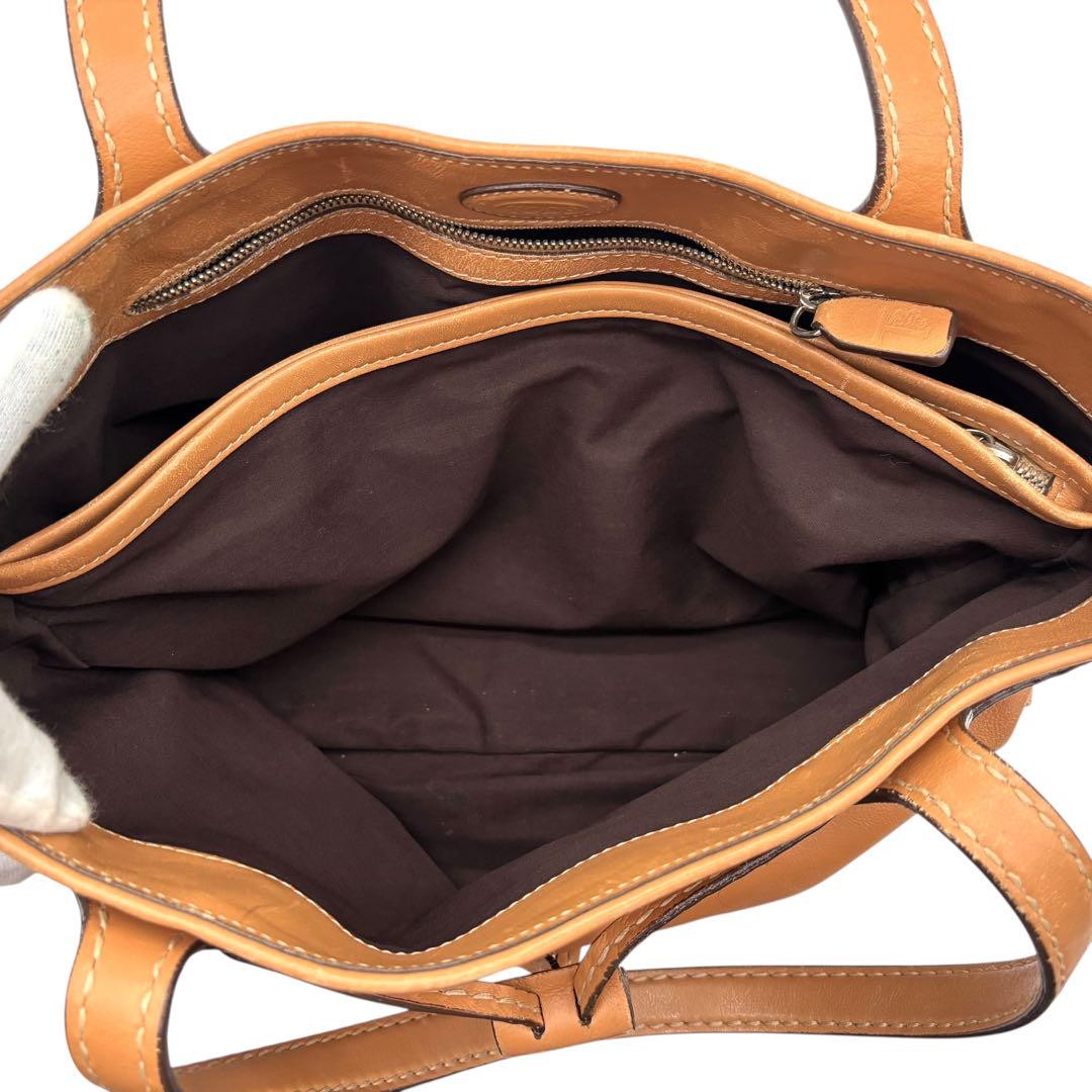 TOD'S Hand Bag Tote Purse Leather Camel Authentic