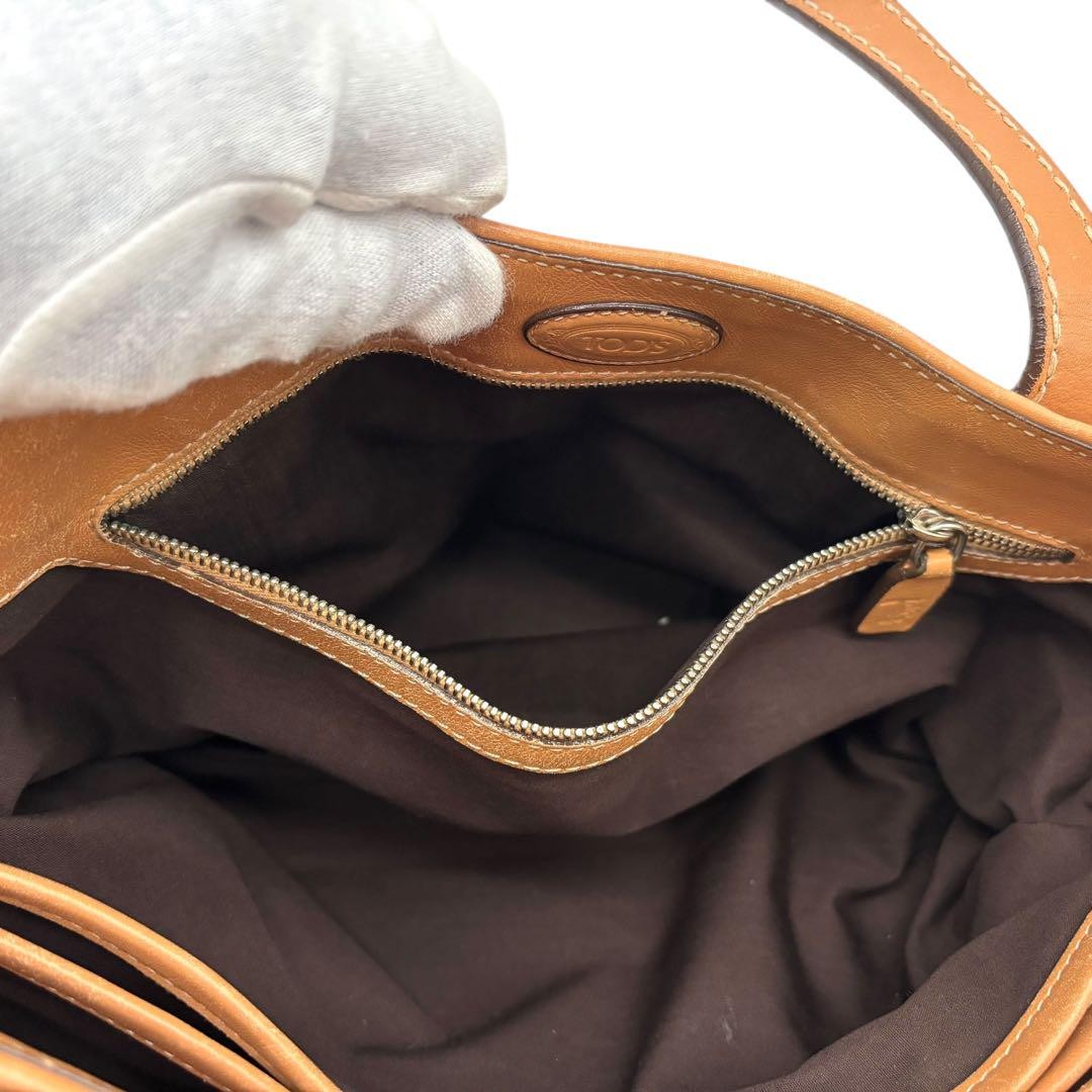 TOD'S Hand Bag Tote Purse Leather Camel Authentic