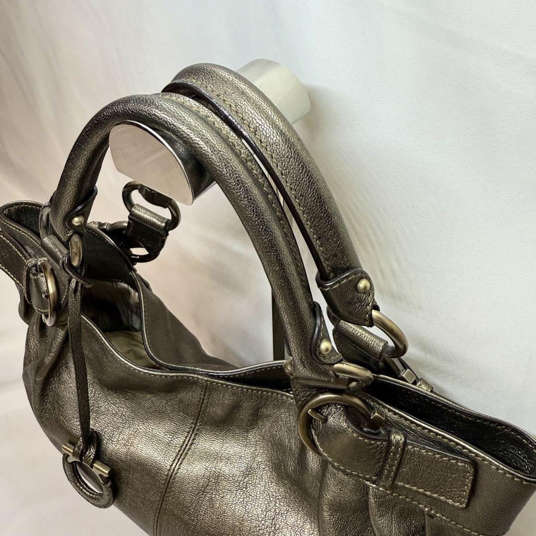 Salvatore Ferragamo Hand Bag Tote Purse Gancini Leather Authentic