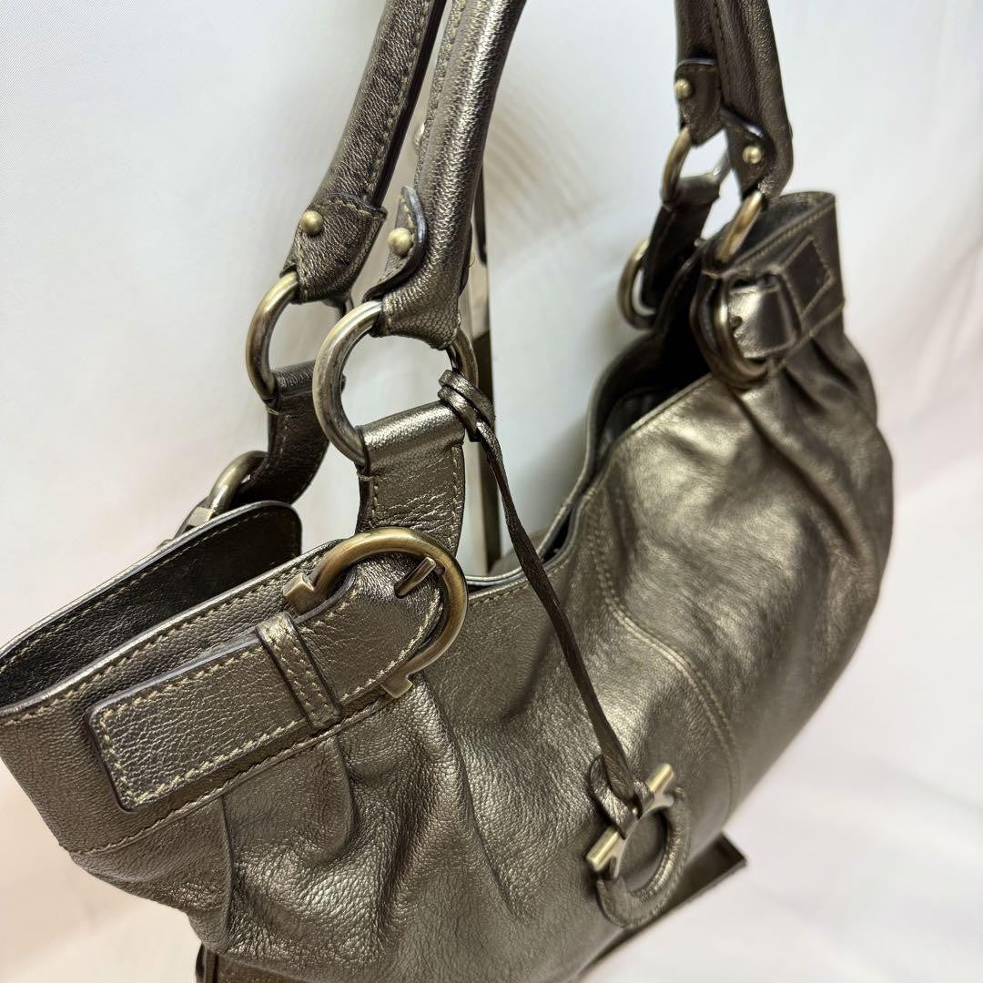 Salvatore Ferragamo Hand Bag Tote Purse Gancini Leather Authentic