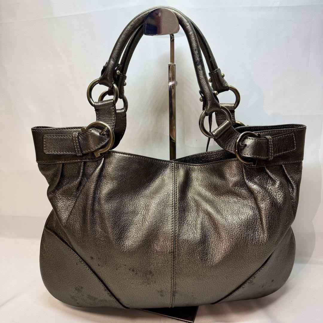 Salvatore Ferragamo Hand Bag Tote Purse Gancini Leather Authentic
