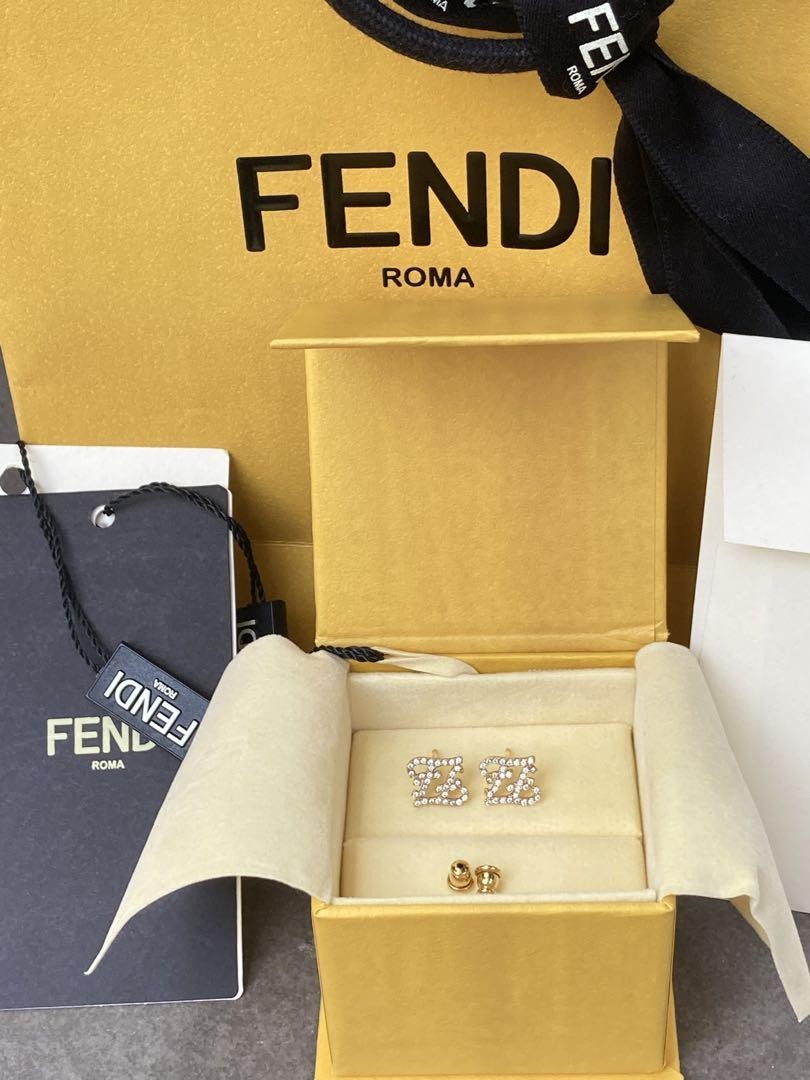 FENDI Earrings Gold Women Accessory Authentic