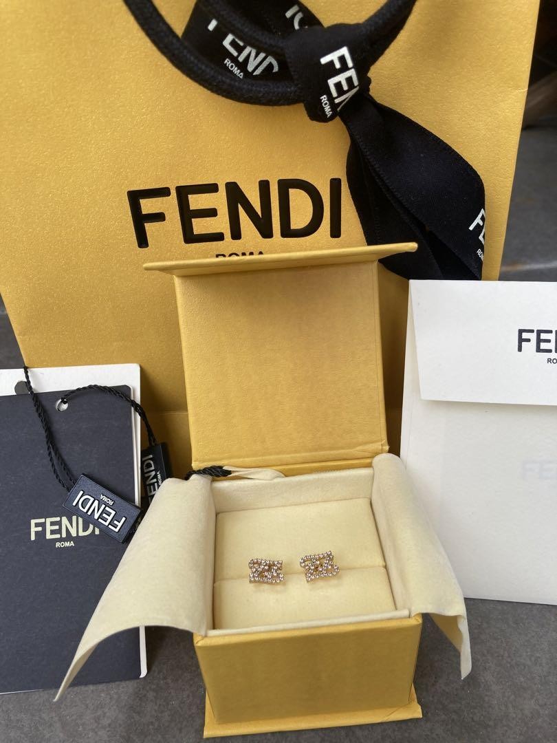FENDI Earrings Gold Women Accessory Authentic