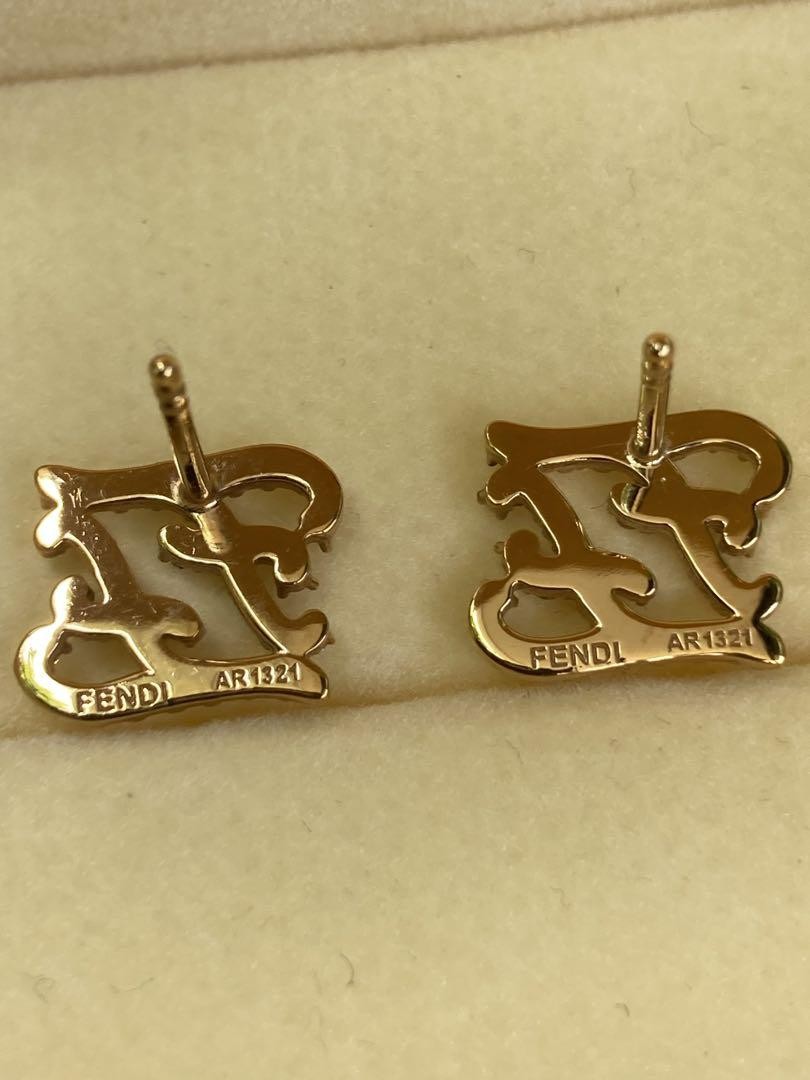 FENDI Earrings Gold Women Accessory Authentic