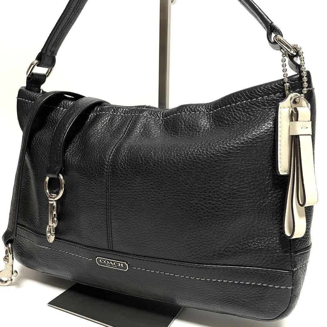 COACH Shoulder Bag Purse 2way Leather Black Authentic