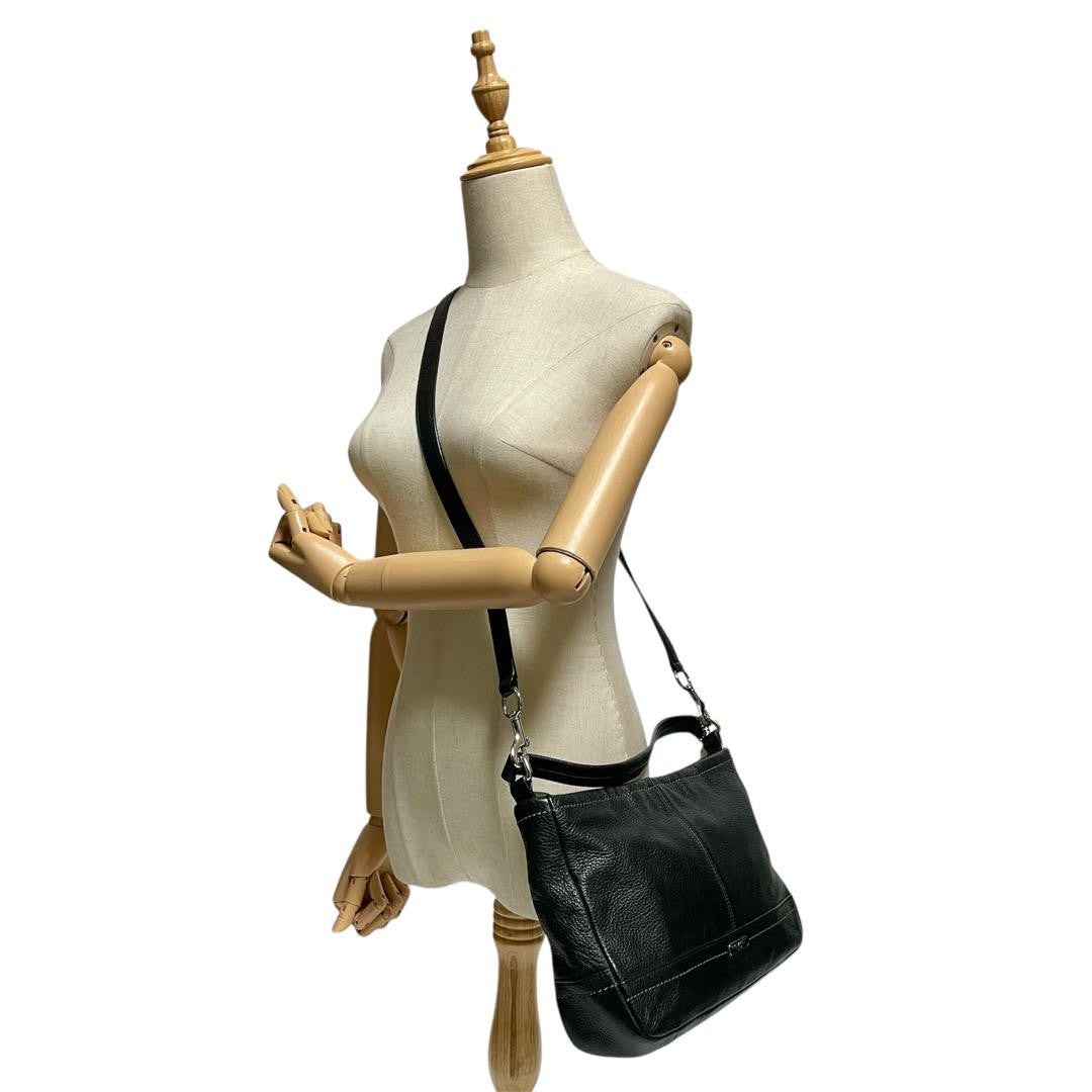 COACH Shoulder Bag Purse 2way Leather Black Authentic