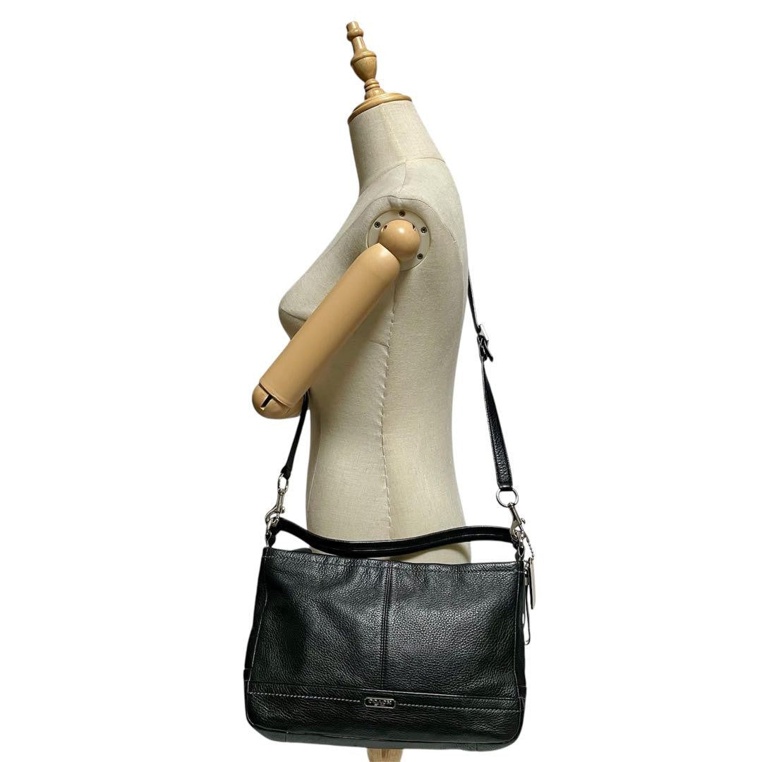 COACH Shoulder Bag Purse 2way Leather Black Authentic