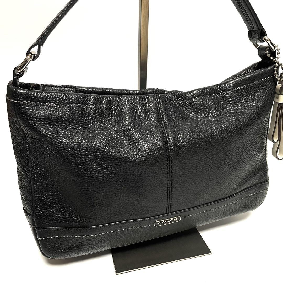 COACH Shoulder Bag Purse 2way Leather Black Authentic