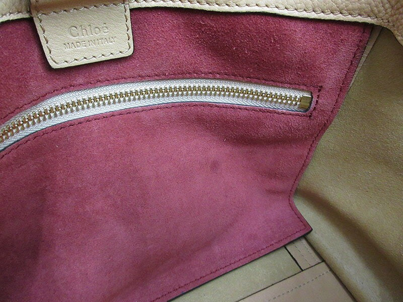 Chloe Hand Bag Tote Purse Leather Beige Authentic