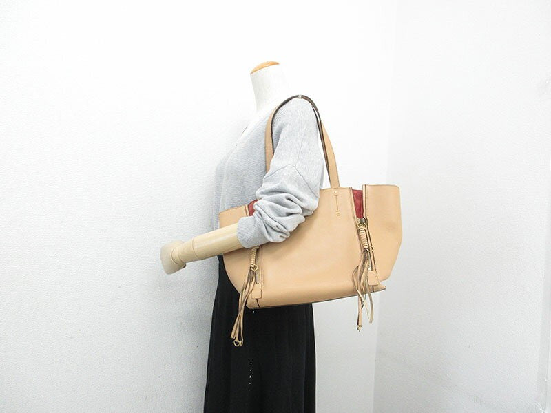 Chloe Hand Bag Tote Purse Leather Beige Authentic