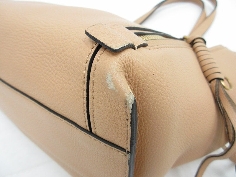 Chloe Hand Bag Tote Purse Leather Beige Authentic