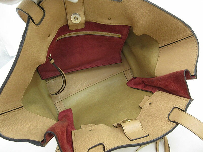 Chloe Hand Bag Tote Purse Leather Beige Authentic
