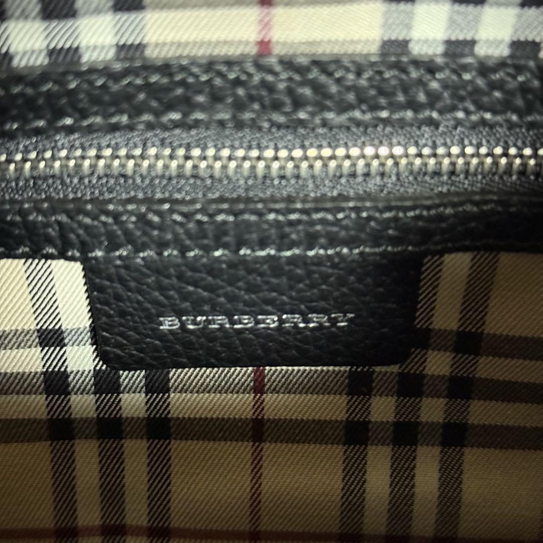 BURBERRY Shoulder Bag Purse Nova Check Leather Black Authentic