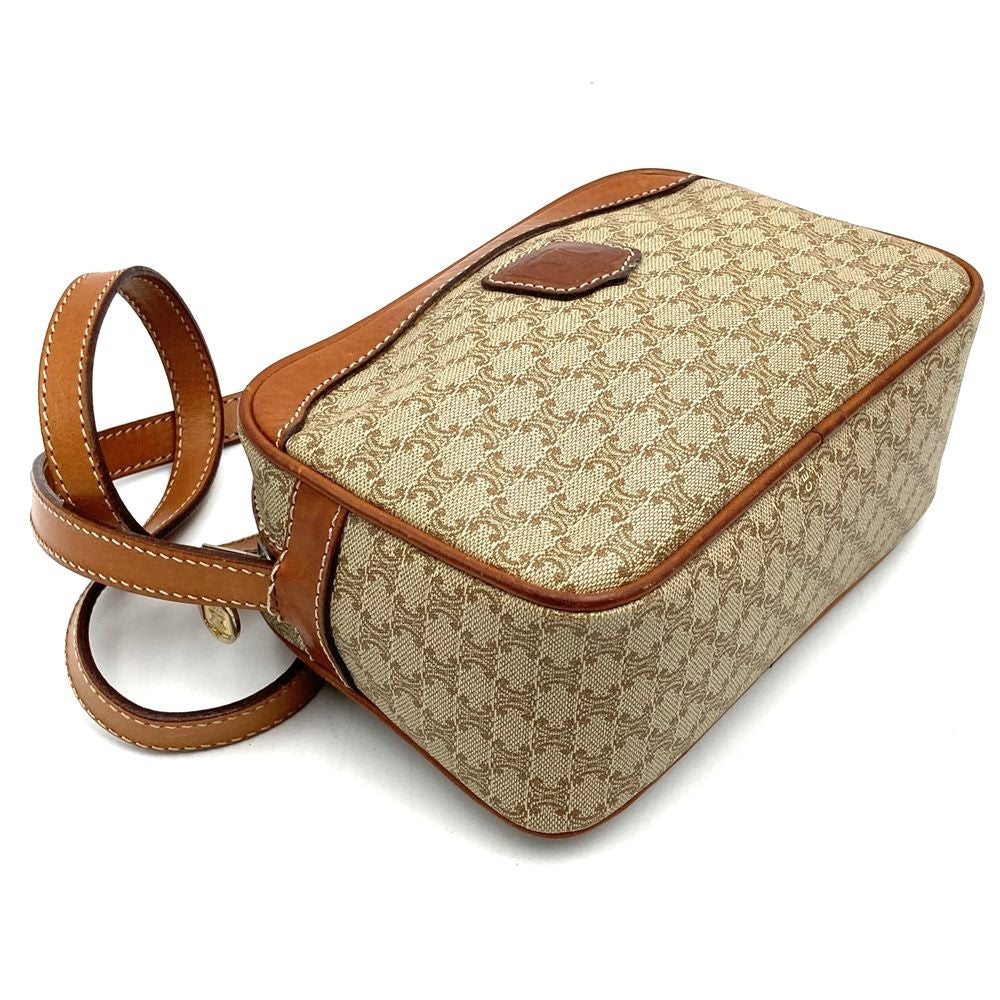 CELINE Shoulder Bag Purse Macadam PVC Leather Beige Authentic