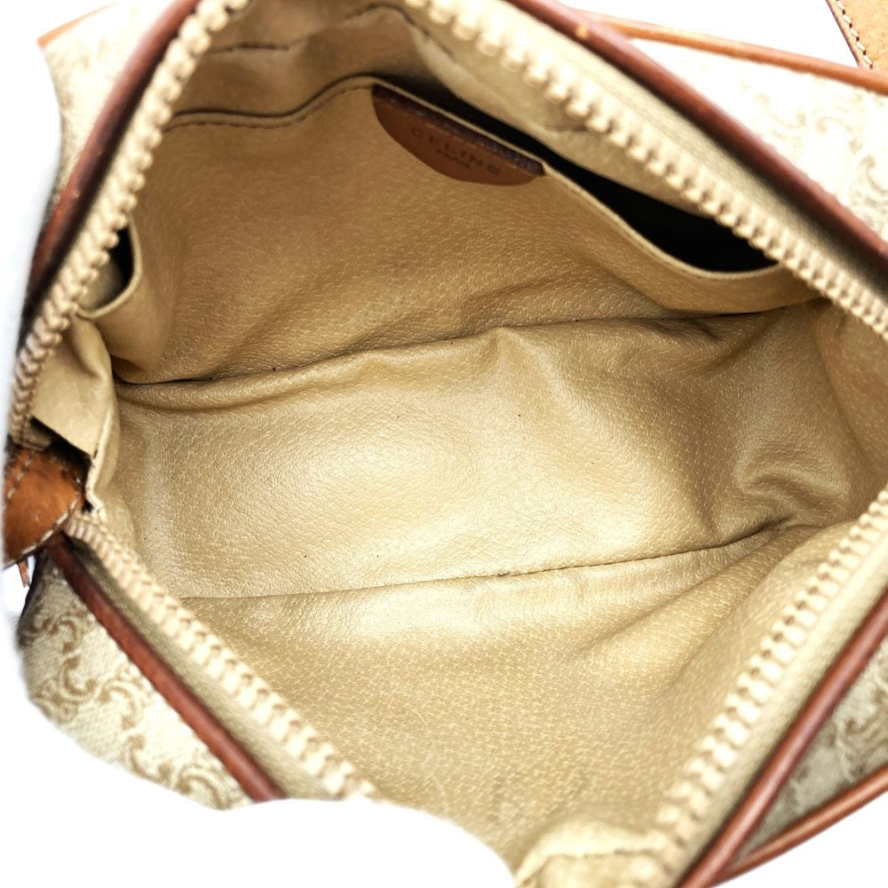 CELINE Shoulder Bag Purse Macadam PVC Leather Beige Authentic