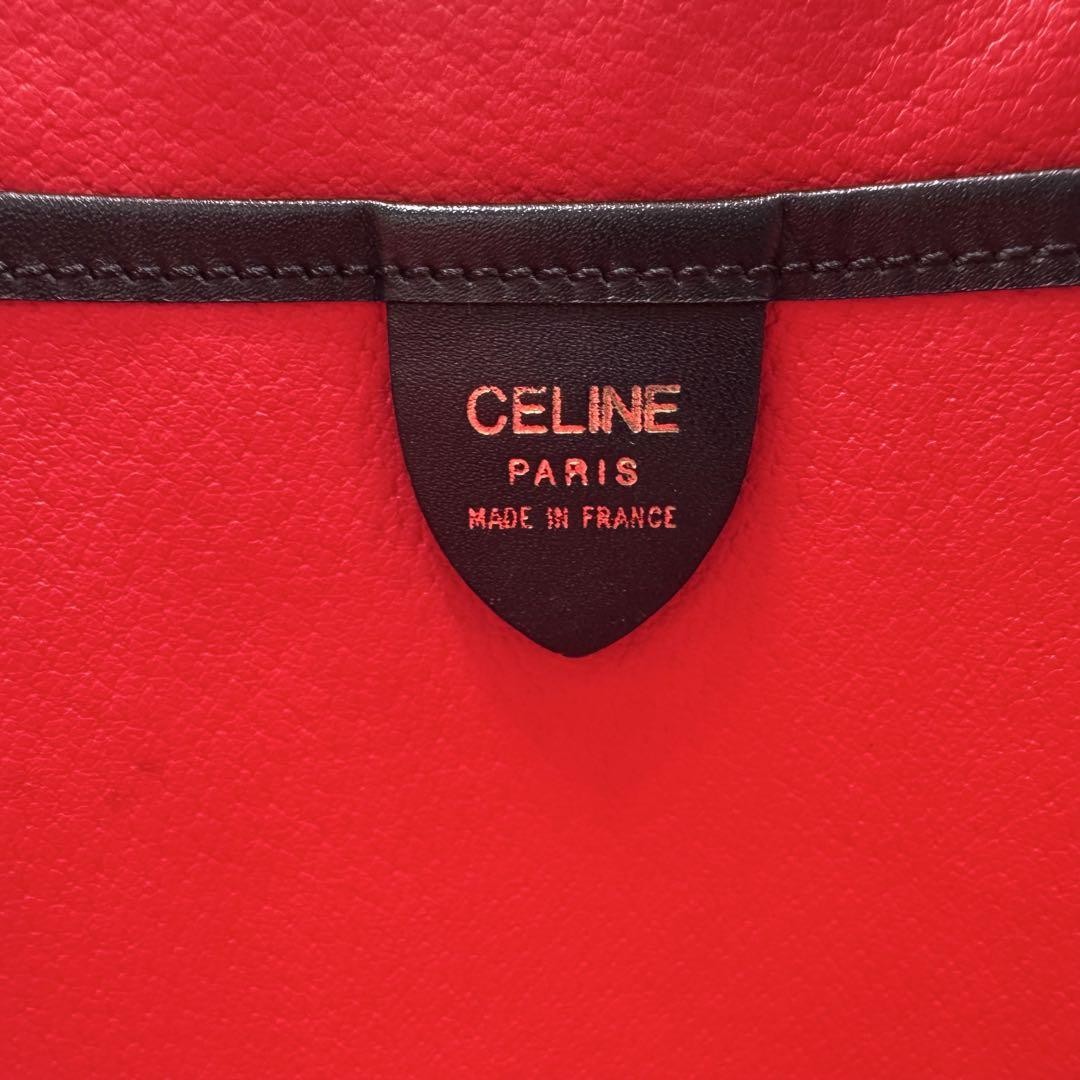 CELINE Shoulder Bag Purse Leather Black Authentic