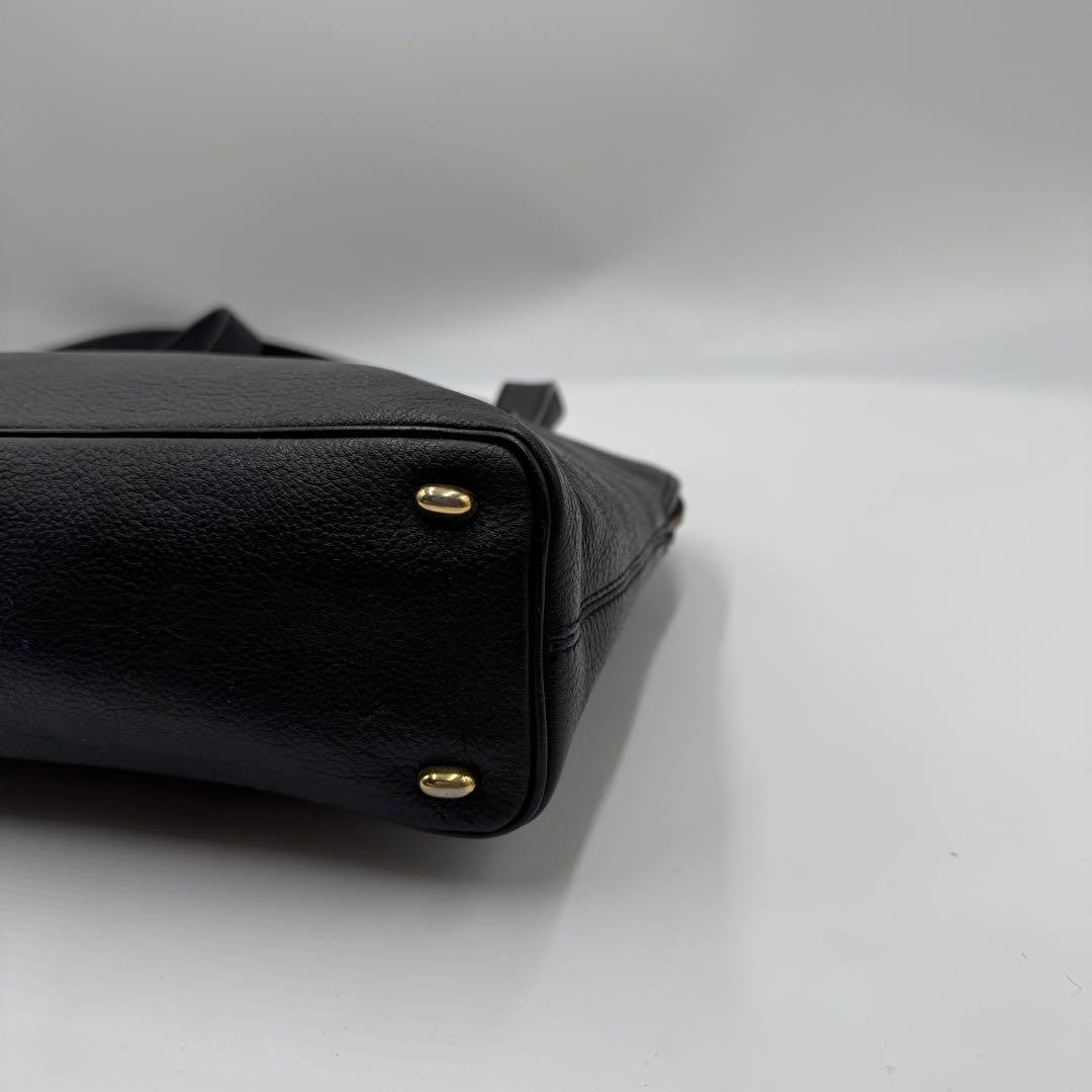 CELINE Shoulder Bag Purse Leather Black Authentic