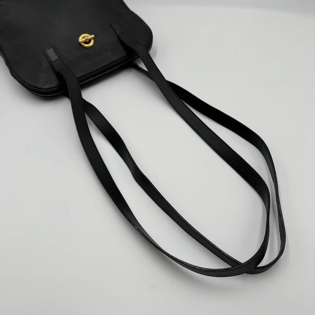 CELINE Shoulder Bag Purse Leather Black Authentic