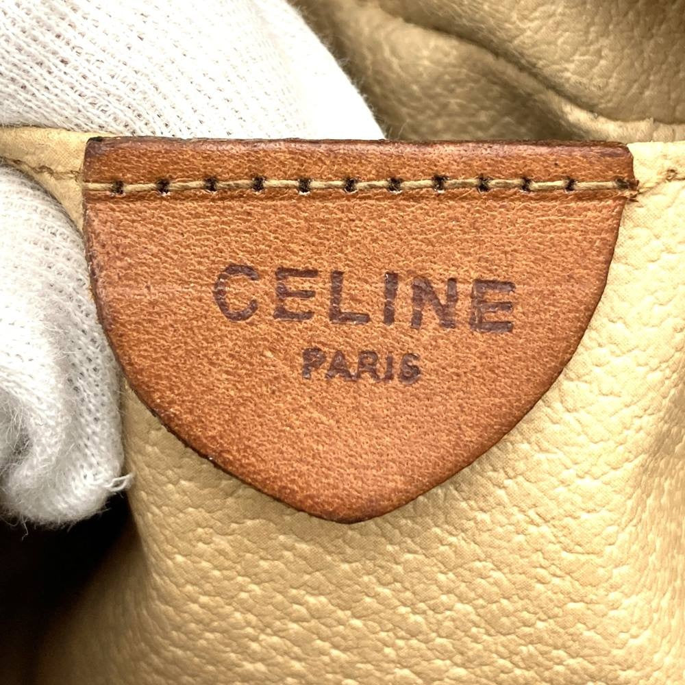CELINE Shoulder Bag Purse Macadam PVC Leather Beige Authentic