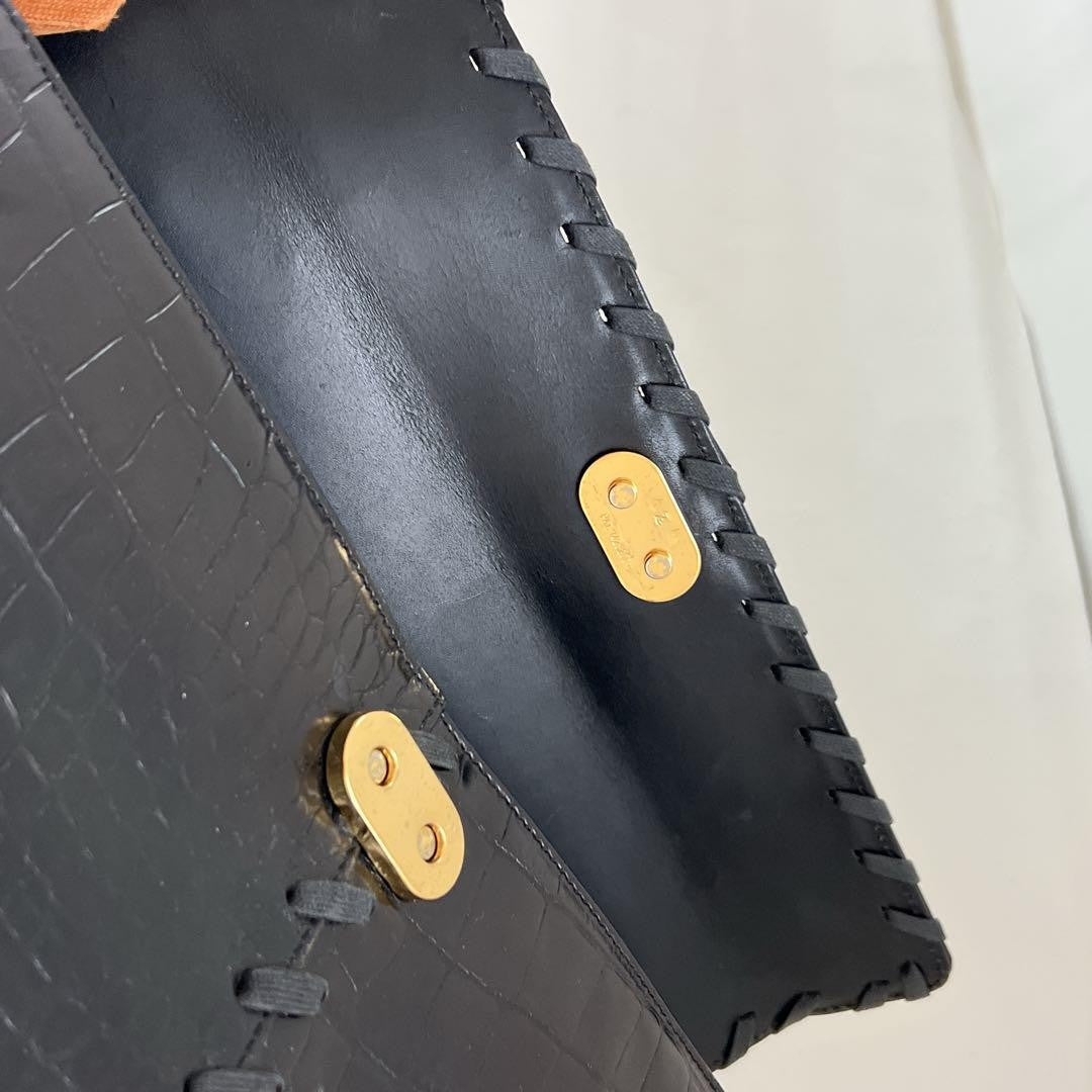 Saint Laurent Hand Bag Tote Purse Leather Black Authentic