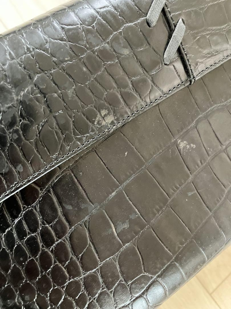 Saint Laurent Hand Bag Tote Purse Leather Black Authentic
