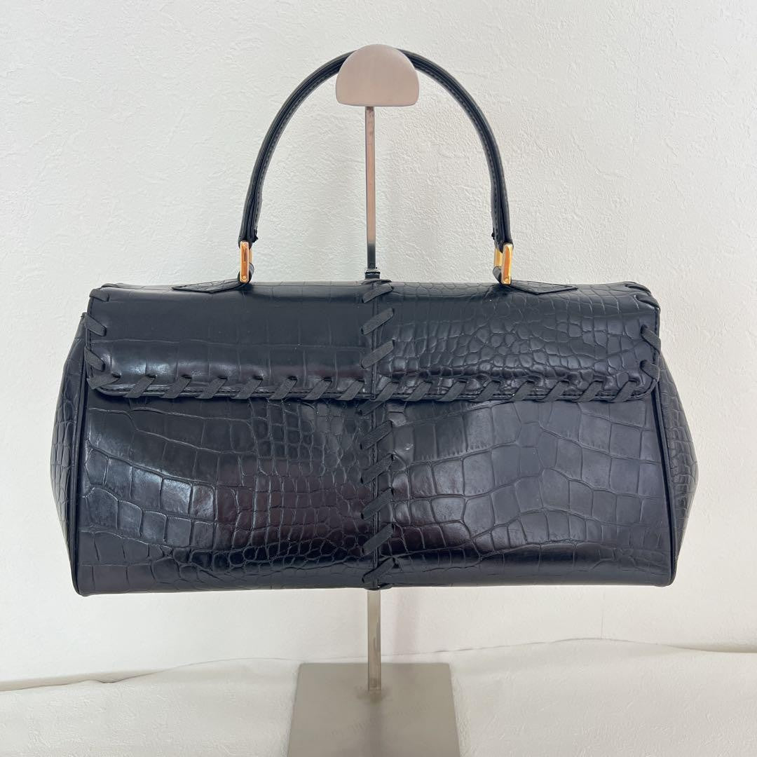 Saint Laurent Hand Bag Tote Purse Leather Black Authentic