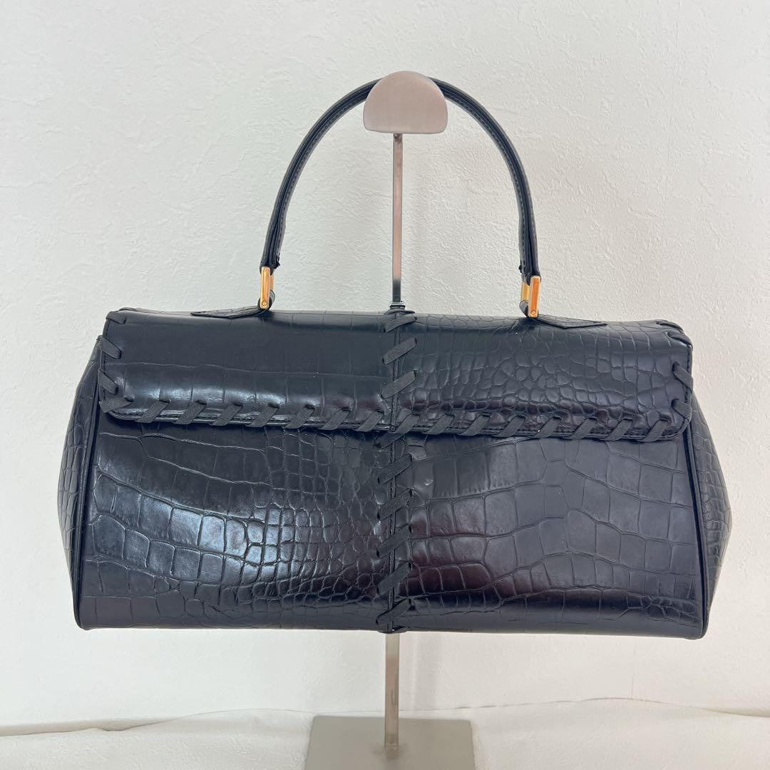 Saint Laurent Hand Bag Tote Purse Leather Black Authentic
