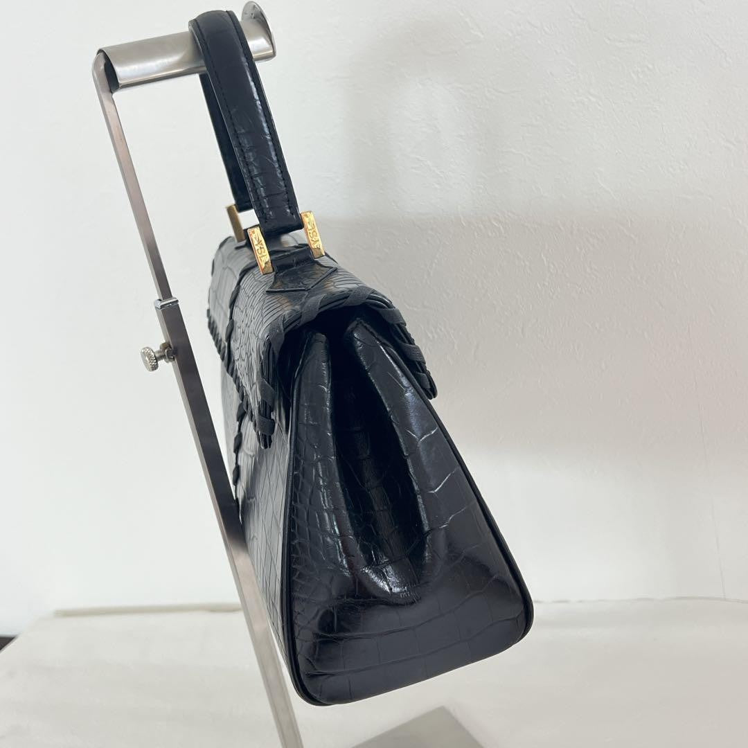 Saint Laurent Hand Bag Tote Purse Leather Black Authentic