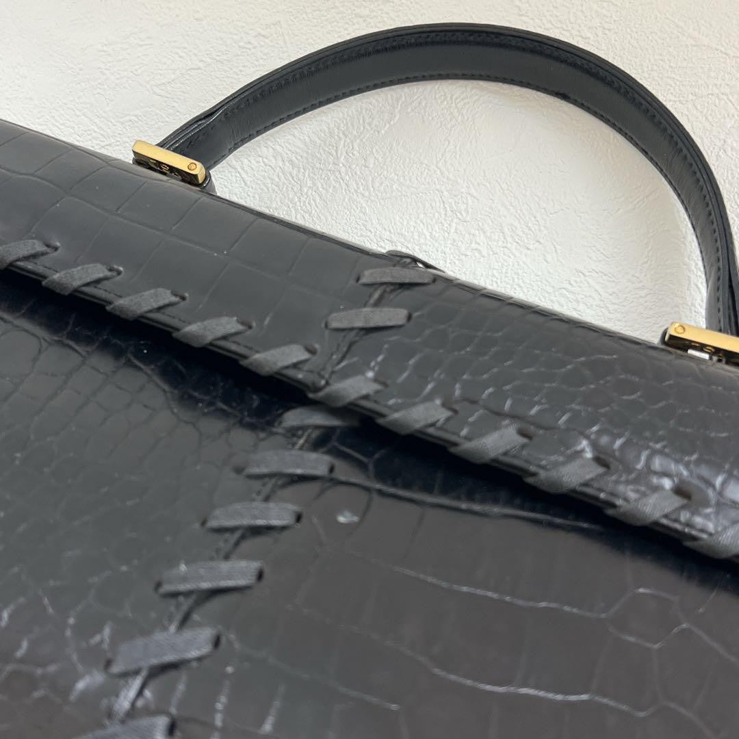 Saint Laurent Hand Bag Tote Purse Leather Black Authentic