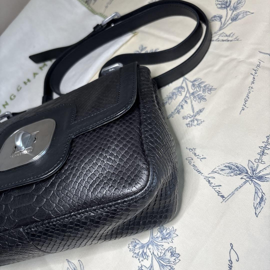 Longchamp Shoulder Bag Purse Black Authentic