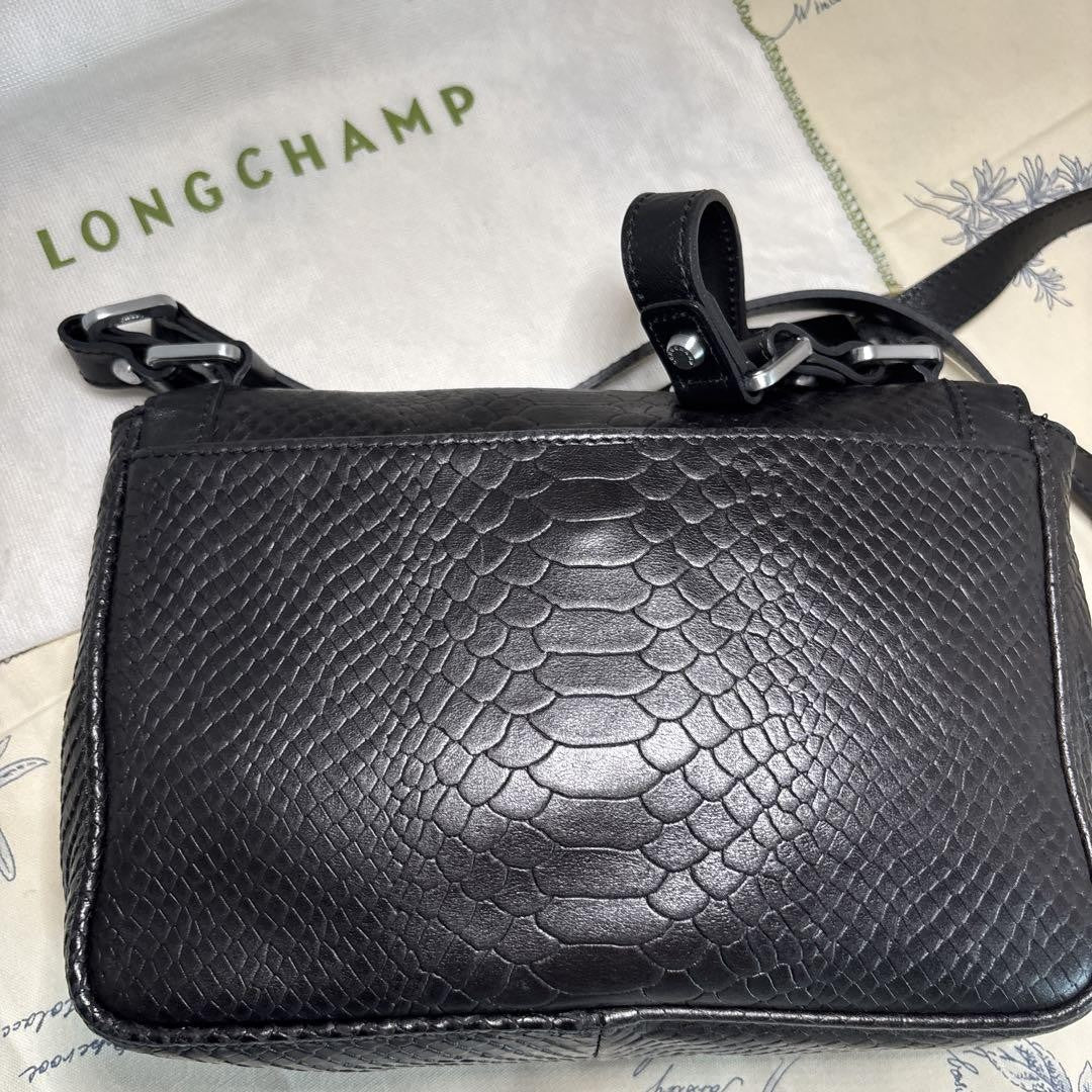 Longchamp Shoulder Bag Purse Black Authentic