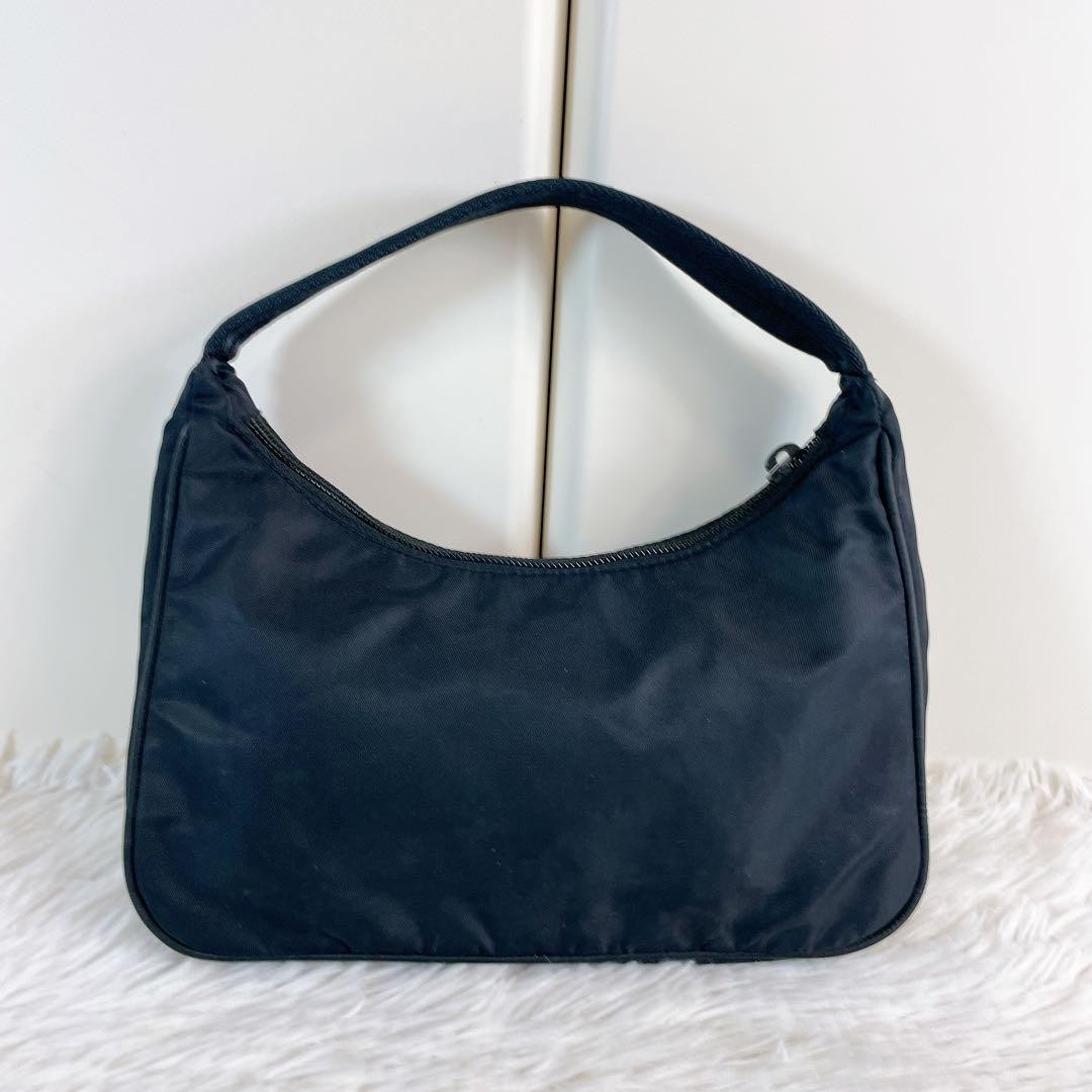 PRADA Hand Bag Tote Purse Logo Nylon Black Authentic