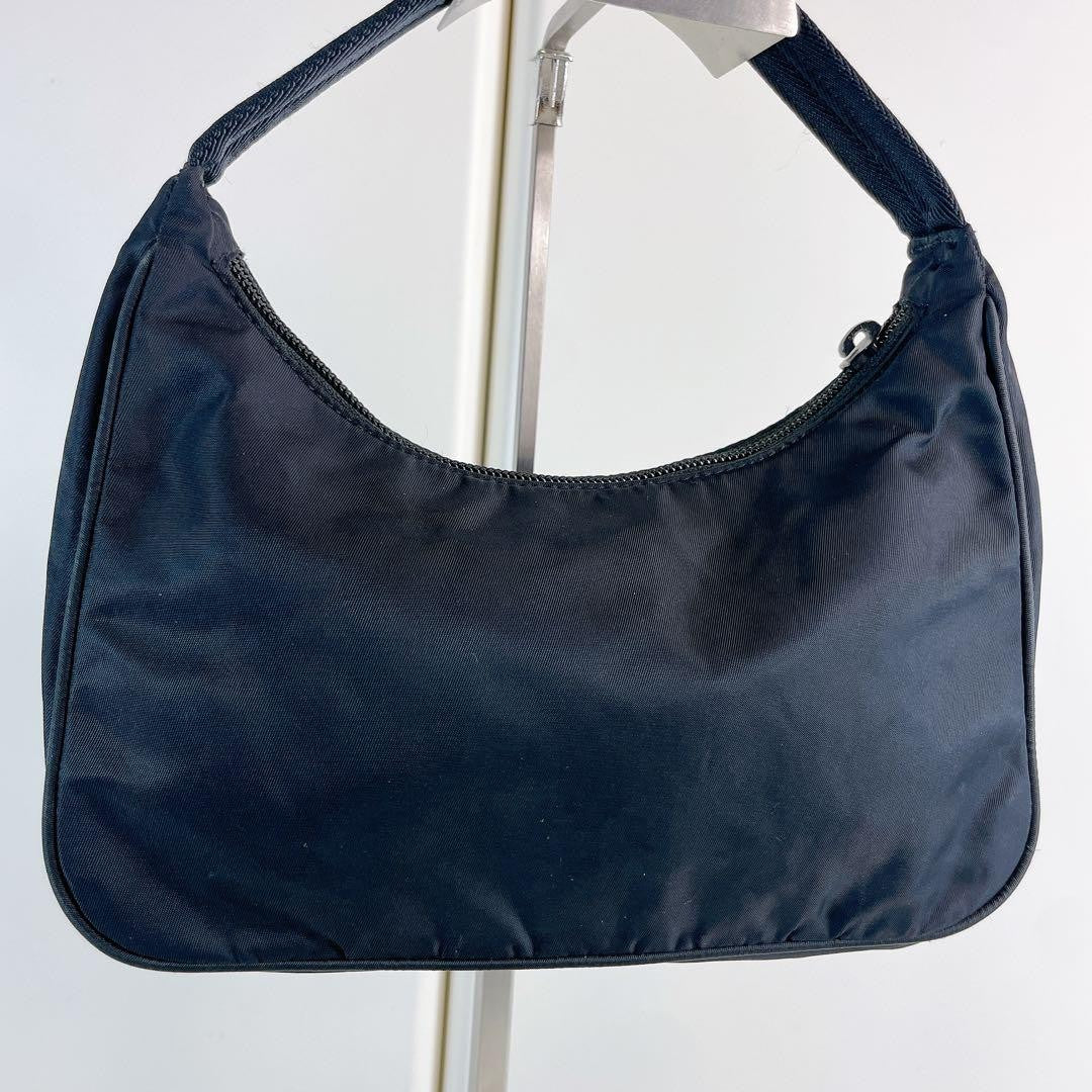PRADA Hand Bag Tote Purse Logo Nylon Black Authentic