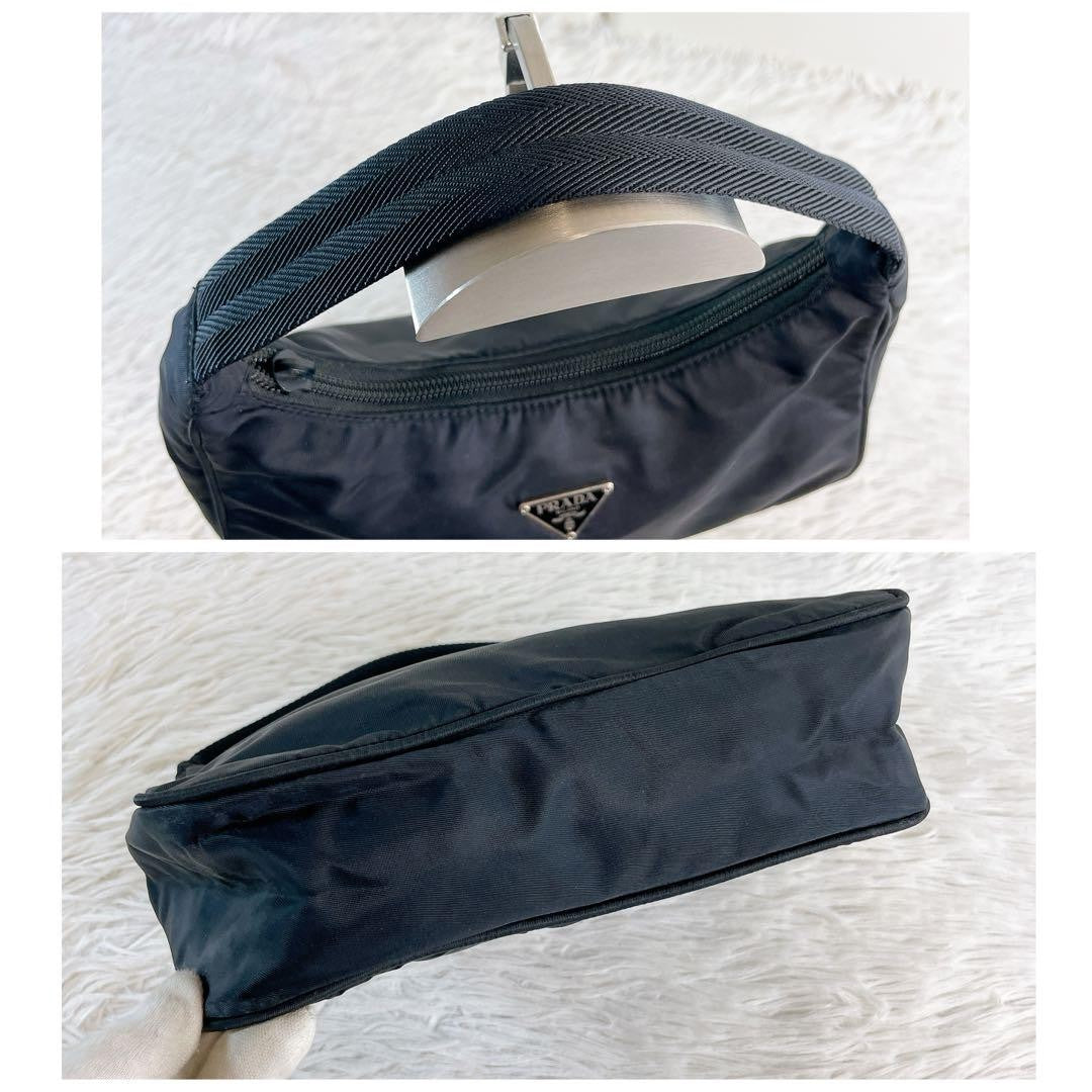 PRADA Hand Bag Tote Purse Logo Nylon Black Authentic