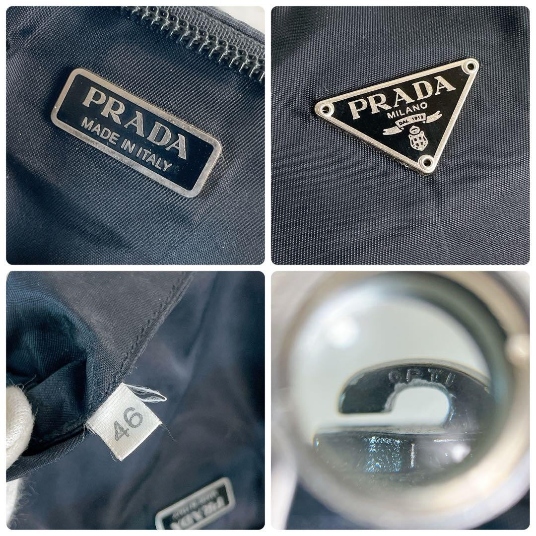 PRADA Hand Bag Tote Purse Logo Nylon Black Authentic