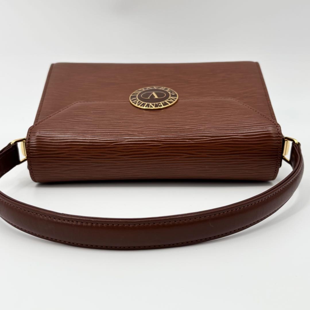 Valentino Garavani Hand Bag Tote Purse Logo Leather Brown Authentic