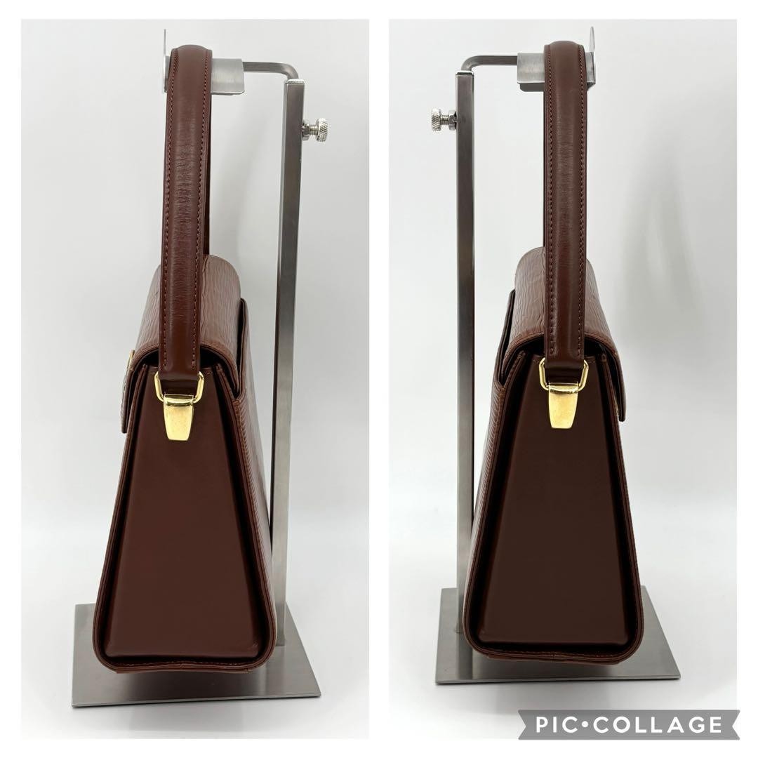 Valentino Garavani Hand Bag Tote Purse Logo Leather Brown Authentic